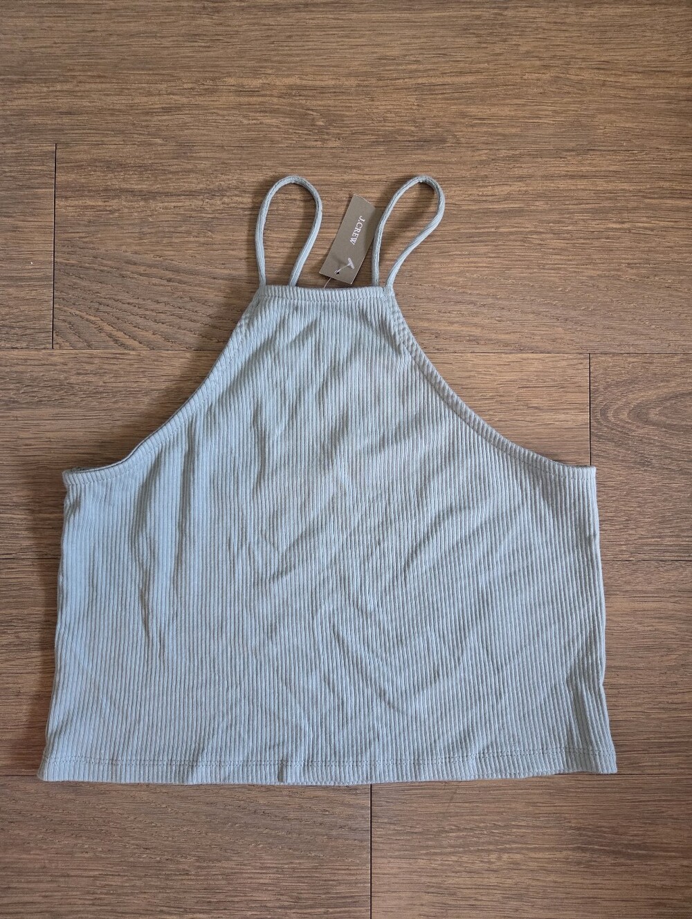 J. Crew Ribbed Halter Crop Top — Light Sage